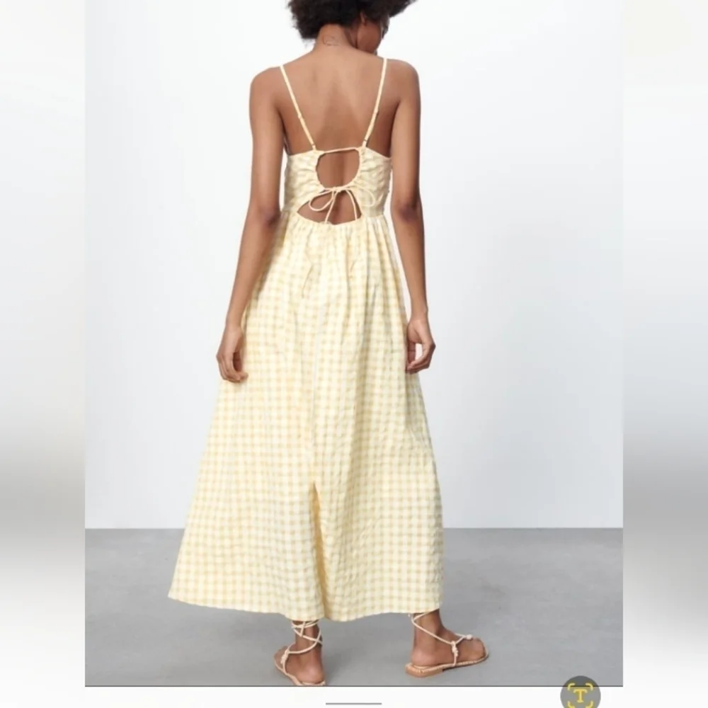 ZARA gingham Long Summer dress - Picture 2 of 9